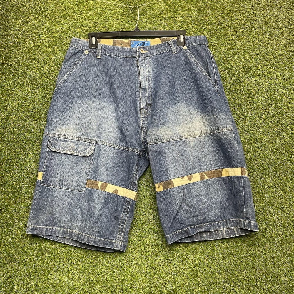 Vintage Y2K Jean Shorts Mens 40 Camo Denim Baggy Jorts SouthPole Style 90s Tank